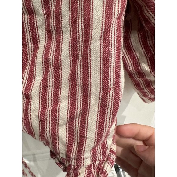 Volcom Top White/Red Blouse 100% Cotton Short Sleeve V-Neck Women's Size XL (12) - Picture 8 of 15